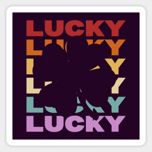Lucky Clover - Vintage Retro Sunset Typography - For Good Luck Magnet